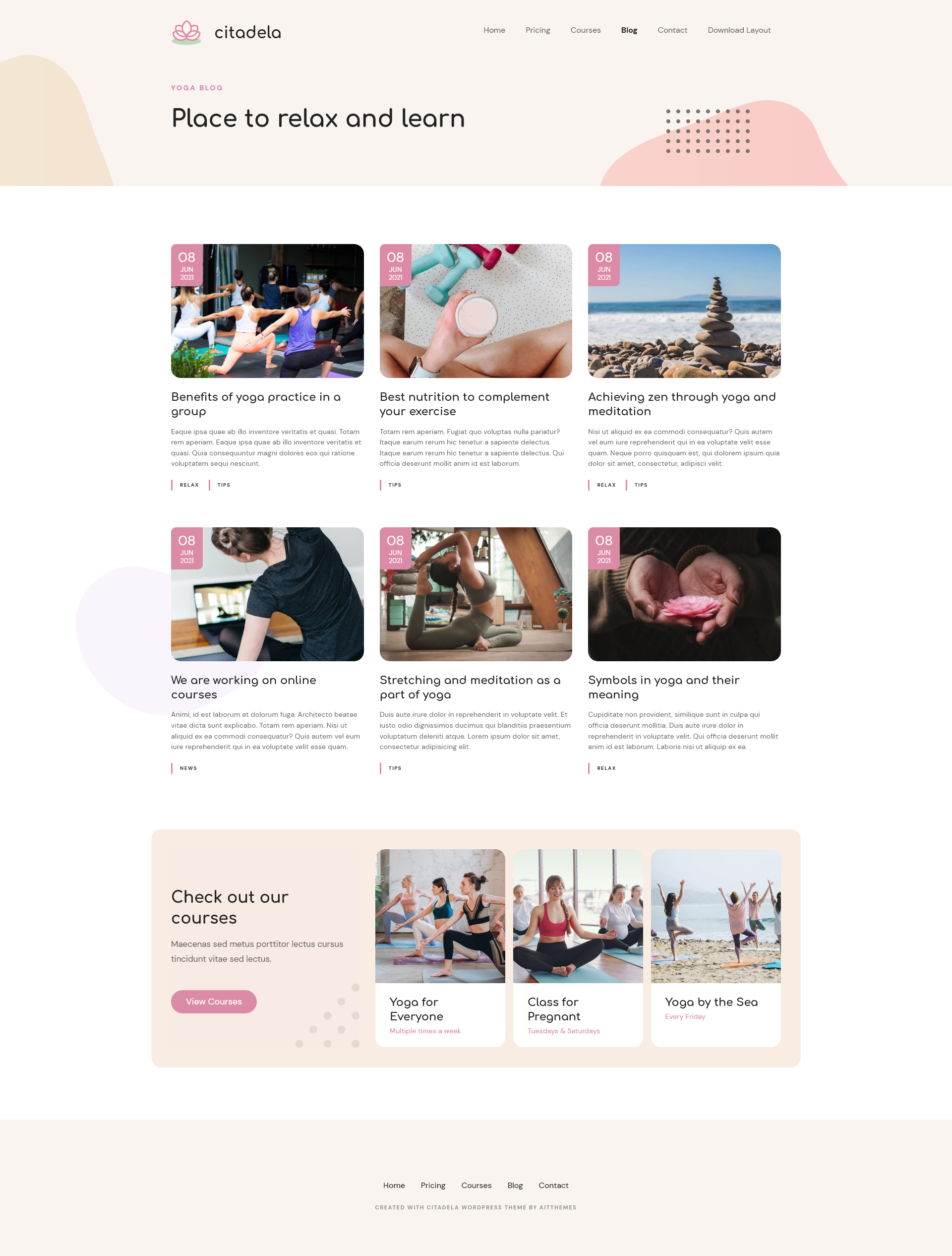 Yoga webbplats blogg