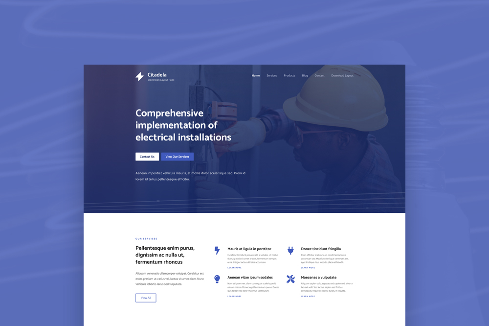 Snabbare lansering av webbplats med layout för WordPress-tema för elektriker